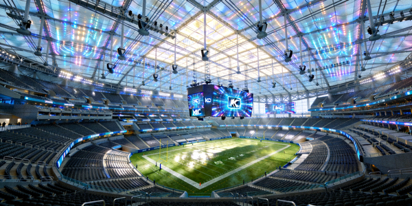 洛杉矶SoFi Stadium高科技穹顶体育场内部壮观视角